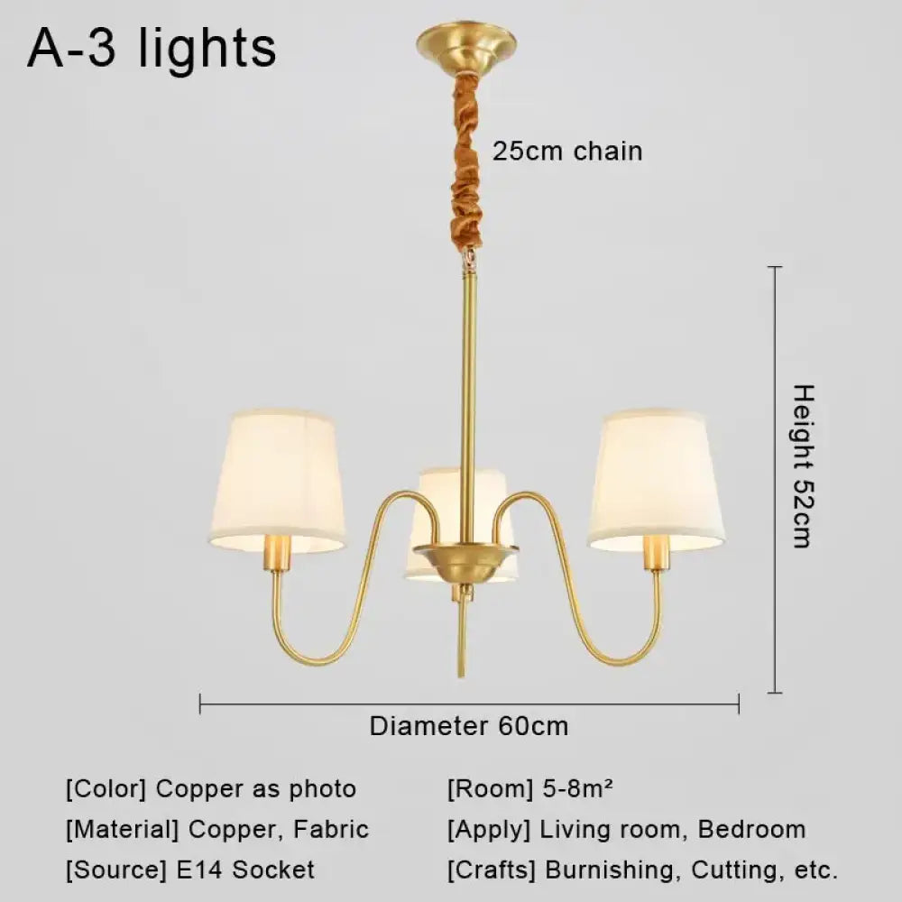 Modern LED Fabric Chandelier Light for Living and Dining Room A 3 lights / Warm White Chandelier
