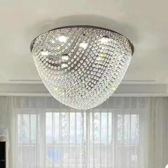 Modern LED Half Round Crystal Ceiling Chandelier - Elegant Illumination for Living and Dining Spaces - DecorGlobe