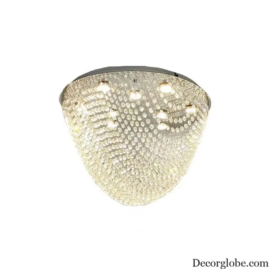 Modern LED Half Round Crystal Ceiling Chandelier - Elegant Illumination for Living and Dining Spaces - DecorGlobe