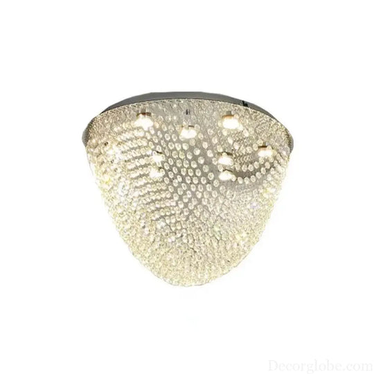 Modern LED Half Round Crystal Ceiling Chandelier - Elegant Illumination for Living and Dining Spaces - DecorGlobe