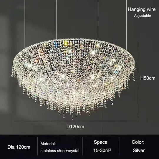 Modern LED Half Round Crystal Ceiling Chandelier - Elegant Illumination for Living and Dining Spaces - DecorGlobe