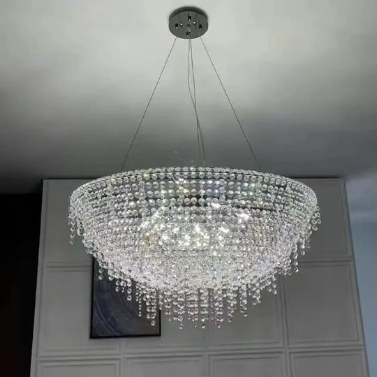 Modern LED Half Round Crystal Ceiling Chandelier - Elegant Illumination for Living and Dining Spaces - DecorGlobe