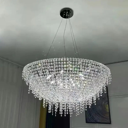 Modern LED Half Round Crystal Ceiling Chandelier - Elegant Illumination for Living and Dining Spaces - DecorGlobe