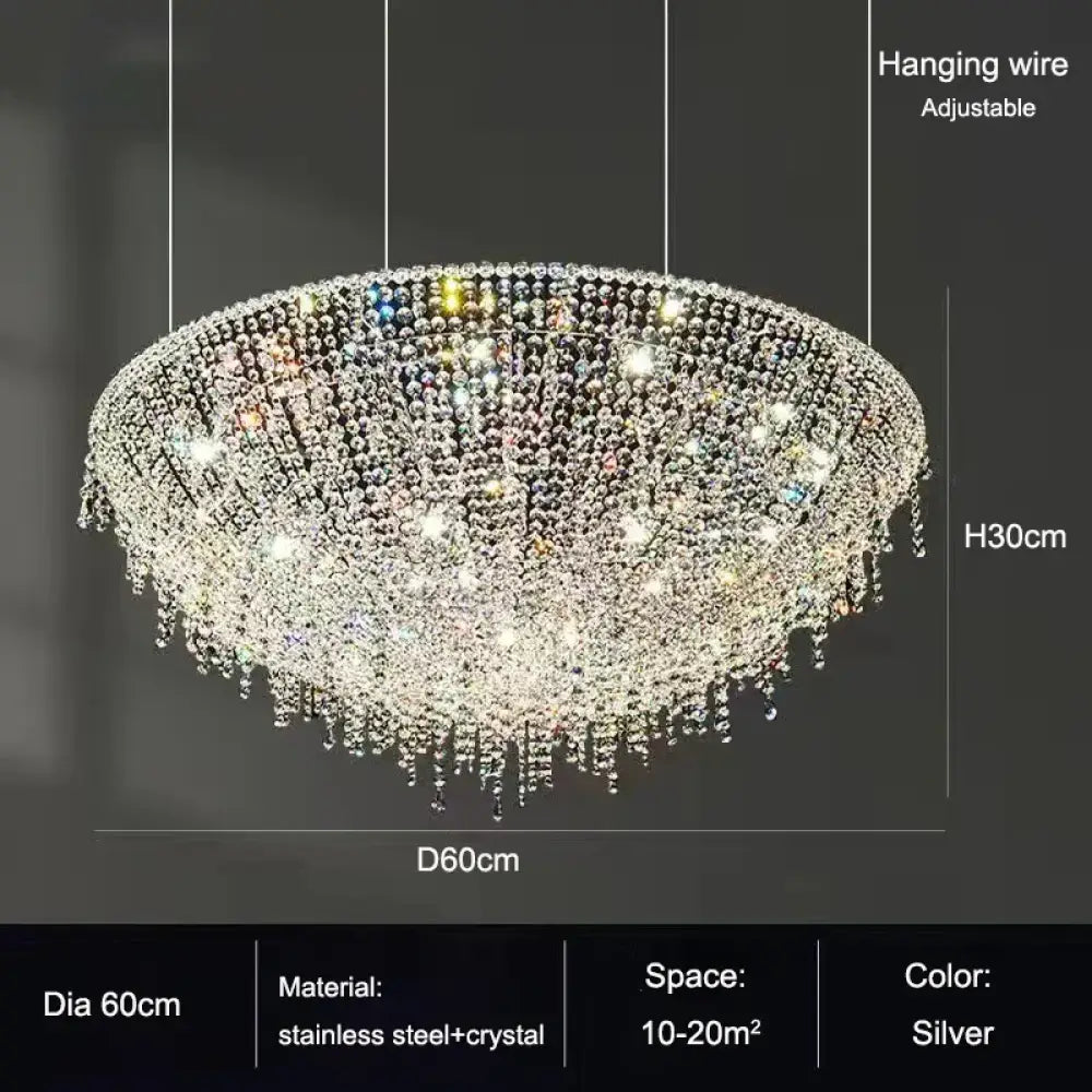Modern LED Half Round Crystal Ceiling Chandelier - Elegant Illumination for Living and Dining Spaces - DecorGlobe