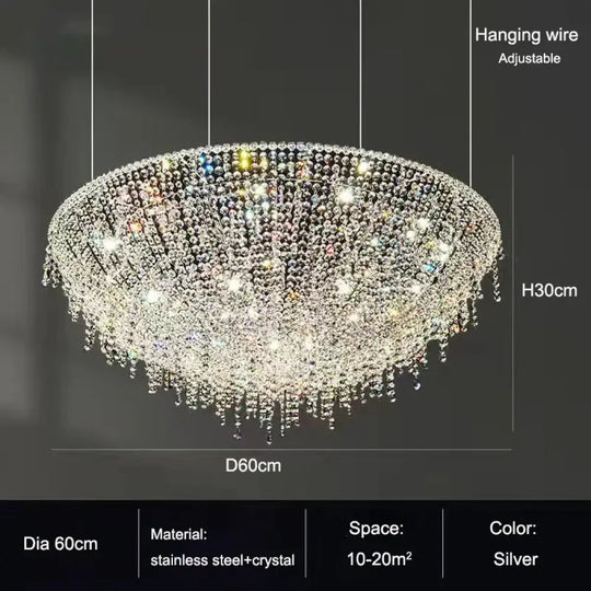 Modern LED Half Round Crystal Ceiling Chandelier - Elegant Illumination for Living and Dining Spaces - DecorGlobe