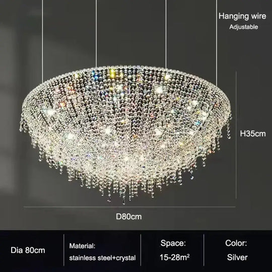 Modern LED Half Round Crystal Ceiling Chandelier - Elegant Illumination for Living and Dining Spaces - DecorGlobe