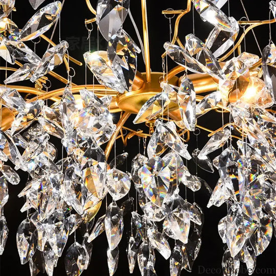 Modern LED Leaf Crystal Ceiling Chandeliers - Elegance for Living, Dining, and Bedrooms - DecorGlobe