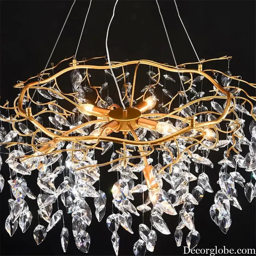 Modern LED Leaf Crystal Ceiling Chandeliers - Elegance for Living, Dining, and Bedrooms - DecorGlobe