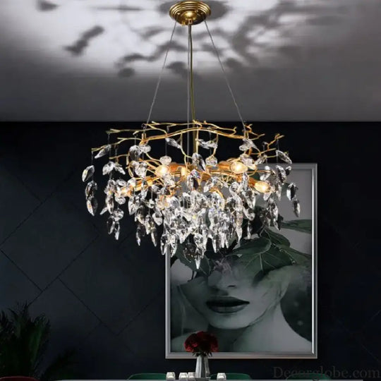 Modern LED Leaf Crystal Ceiling Chandeliers - Elegance for Living, Dining, and Bedrooms - DecorGlobe