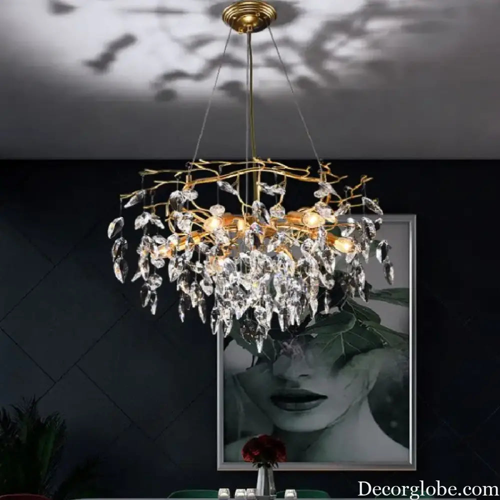 Modern LED Leaf Crystal Ceiling Chandeliers - Elegance for Living, Dining, and Bedrooms - DecorGlobe