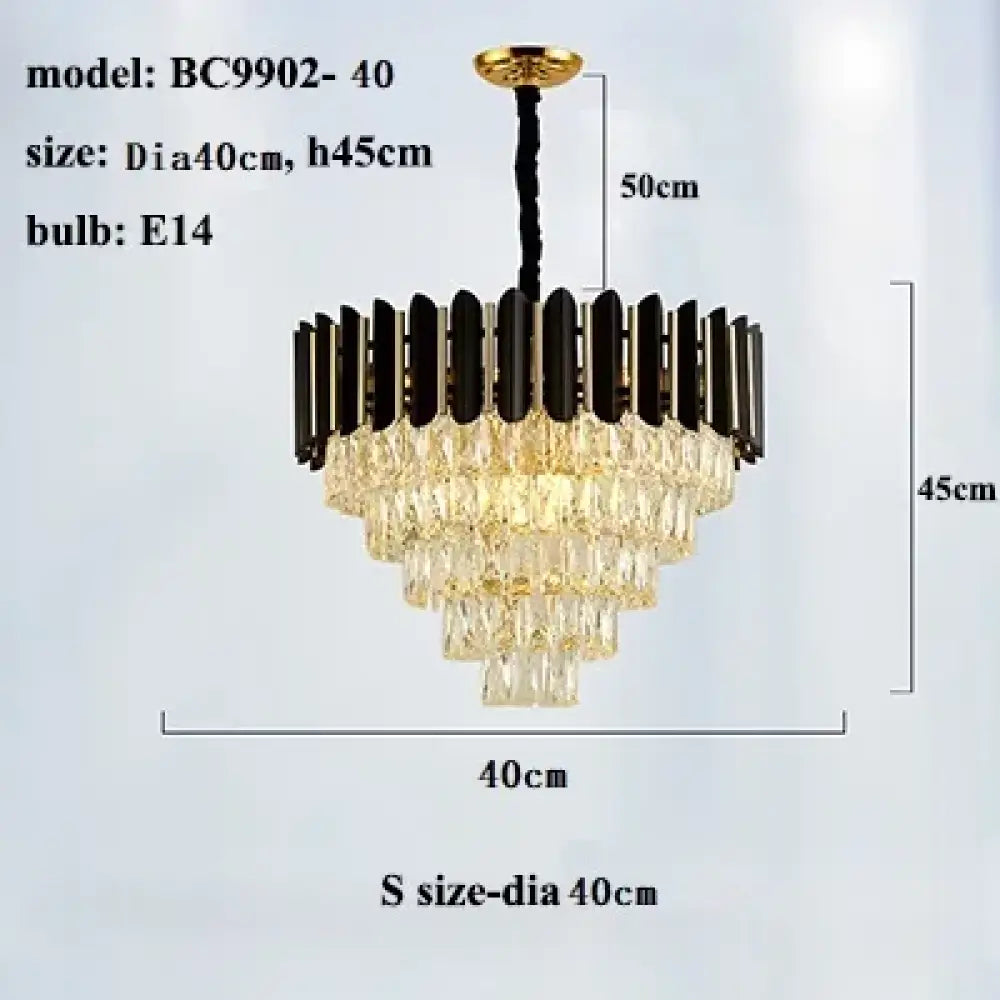 Modern LED Luxury Black Gold Crystal Chandeliers - Elegant Indoor Lighting Fixture for Living and Dining Rooms - DecorGlobe