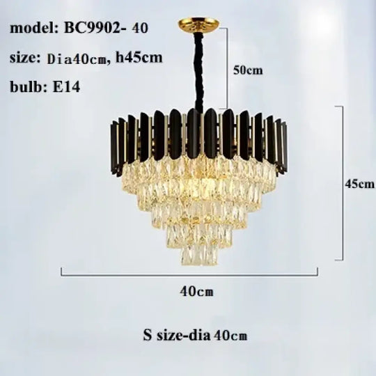 Modern LED Luxury Black Gold Crystal Chandeliers - Elegant Indoor Lighting Fixture for Living and Dining Rooms - DecorGlobe