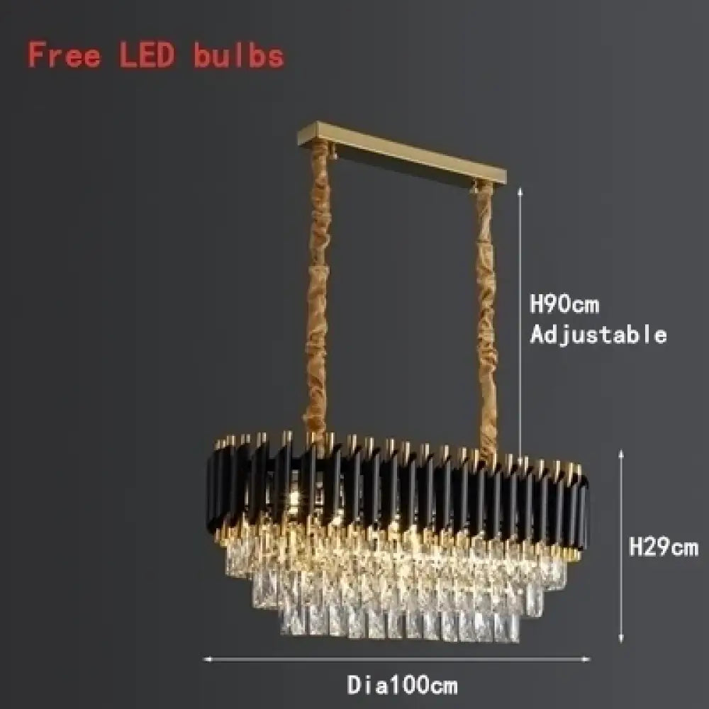 Modern LED Luxury Black Gold Crystal Chandeliers - Elegant Indoor Lighting Fixture for Living and Dining Rooms - DecorGlobe