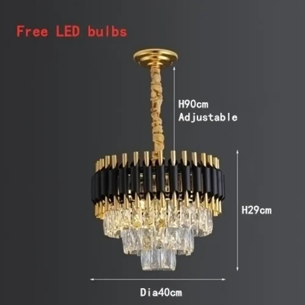 Modern LED Luxury Black Gold Crystal Chandeliers - Elegant Indoor Lighting Fixture for Living and Dining Rooms - DecorGlobe