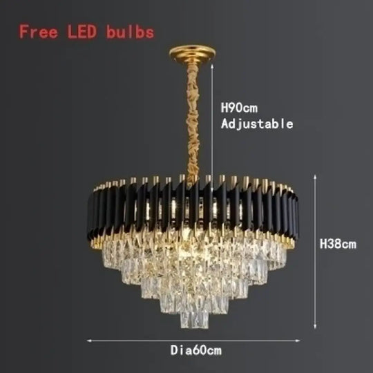 Modern LED Luxury Black Gold Crystal Chandeliers - Elegant Indoor Lighting Fixture for Living and Dining Rooms - DecorGlobe