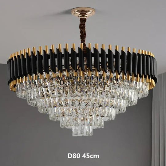 Modern LED Luxury Black Gold Crystal Chandeliers - Elegant Indoor Lighting Fixture for Living and Dining Rooms - DecorGlobe