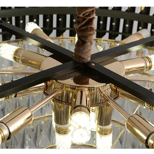 Modern LED Luxury Black Gold Crystal Chandeliers - Elegant Indoor Lighting Fixture for Living and Dining Rooms - DecorGlobe