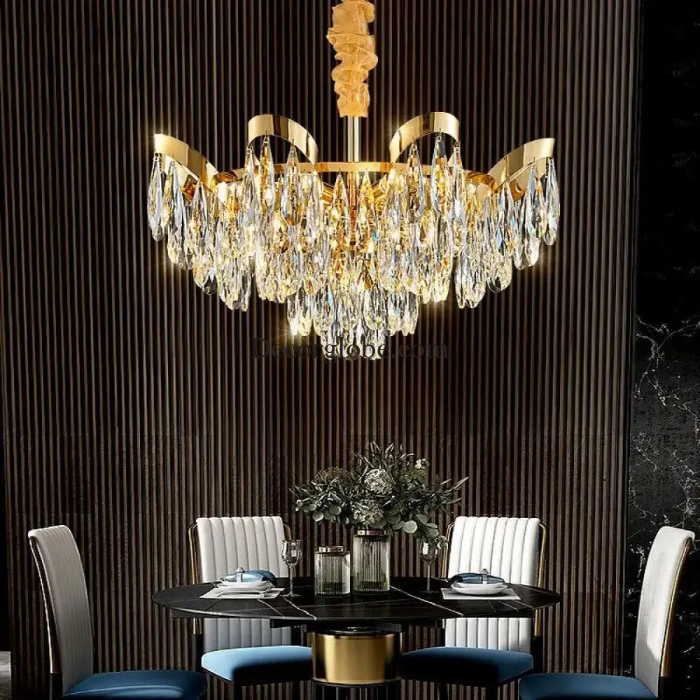 Modern LED Sunflower Crystal Ceiling Chandeliers - Bionic Elegance for Living and Dining Spaces - DecorGlobe