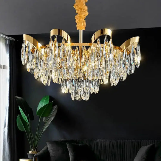 Modern LED Sunflower Crystal Ceiling Chandeliers - Bionic Elegance for Living and Dining Spaces - DecorGlobe