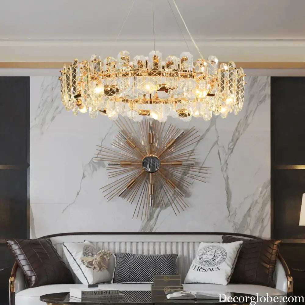 Modern Lustre Crystal LED Pendant Lights - Elegant Illumination for Living, Dining, and Bedroom Spaces - DecorGlobe