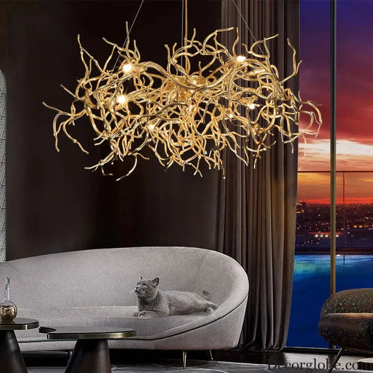 Modern Luxury Chandelier Lighting - LED Gold Branch Chandelier for Living Rooms, Dining Rooms, and Home Decor with Aluminum Tree Design - DecorGlobe
