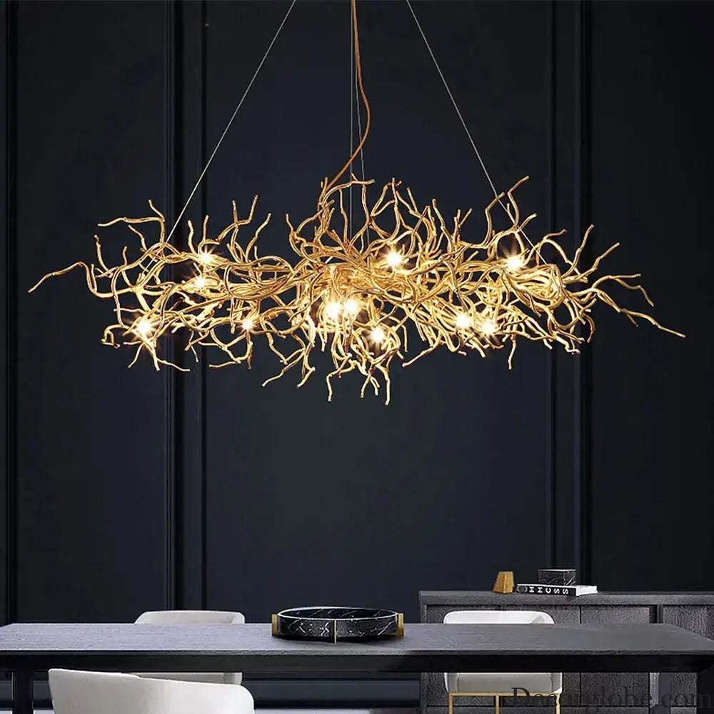 Modern Luxury Chandelier Lighting - LED Gold Branch Chandelier for Living Rooms, Dining Rooms, and Home Decor with Aluminum Tree Design - DecorGlobe