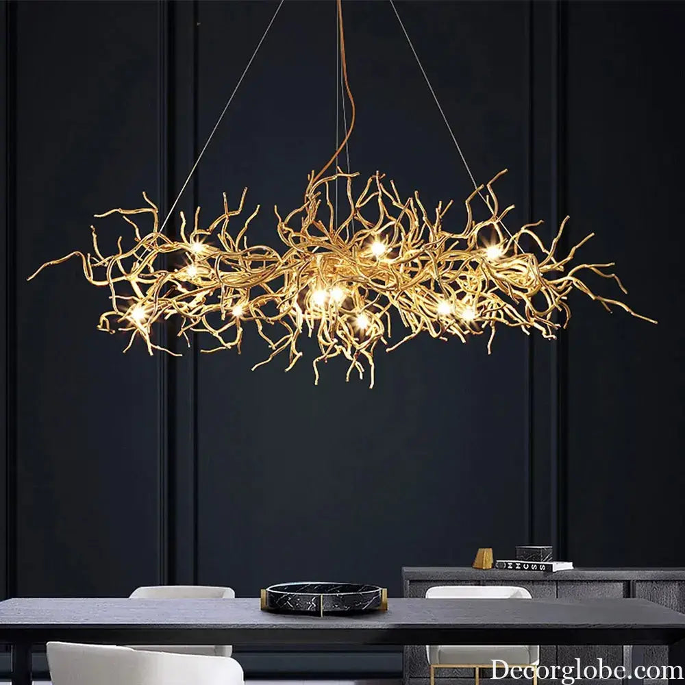 Modern Luxury Chandelier Lighting - LED Gold Branch Chandelier for Living Rooms, Dining Rooms, and Home Decor with Aluminum Tree Design - DecorGlobe