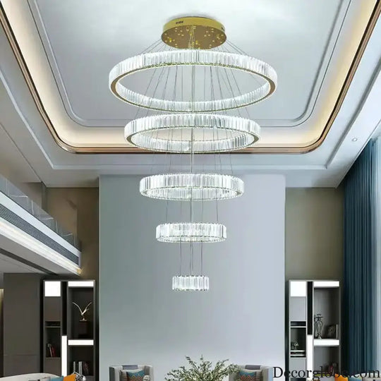 Modern Luxury Crystal Chandeliers - Golden Chandelier Lighting for Living Rooms, Stairs, and Duplex Halls - DecorGlobe