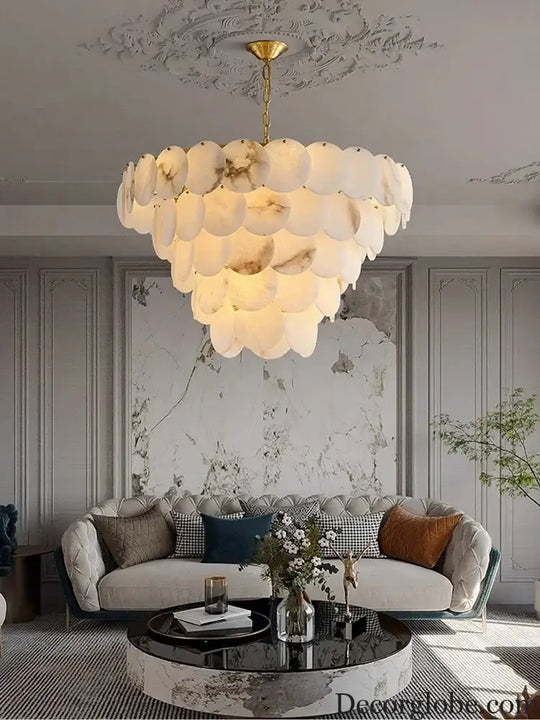 Modern Luxury LED Natural Marble Chandeliers - Illuminating Elegance for Living, Dining, and Kitchen - DecorGlobe