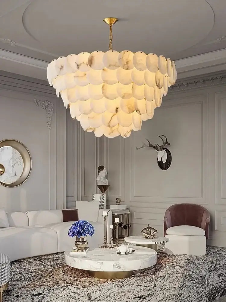 Modern Luxury LED Natural Marble Chandeliers - Illuminating Elegance for Living, Dining, and Kitchen - DecorGlobe
