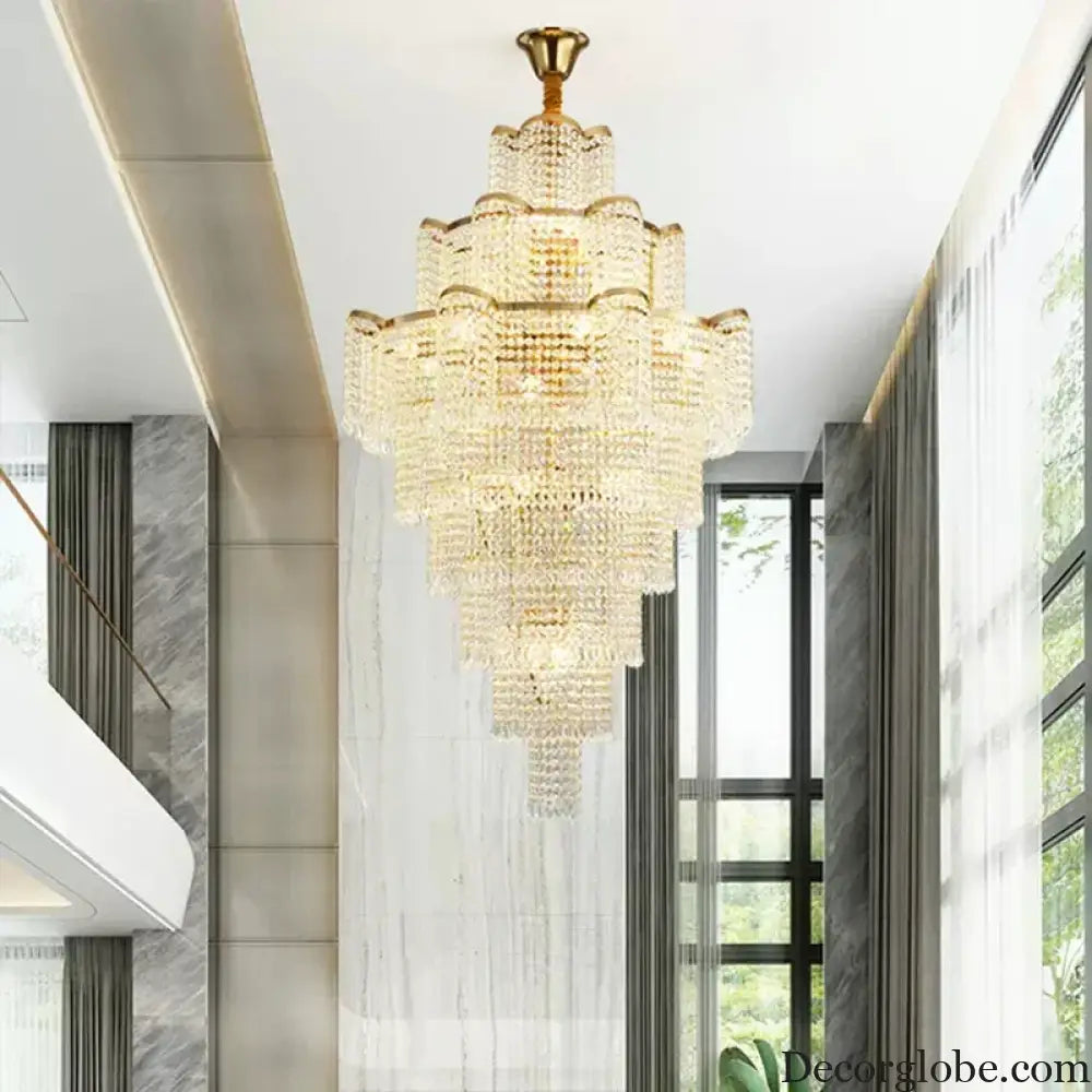 Modern Luxury Long Chandelier - Opulent Illumination for Staircases, Villa Lobbies, High Ceilings, and Grand Spaces - DecorGlobe