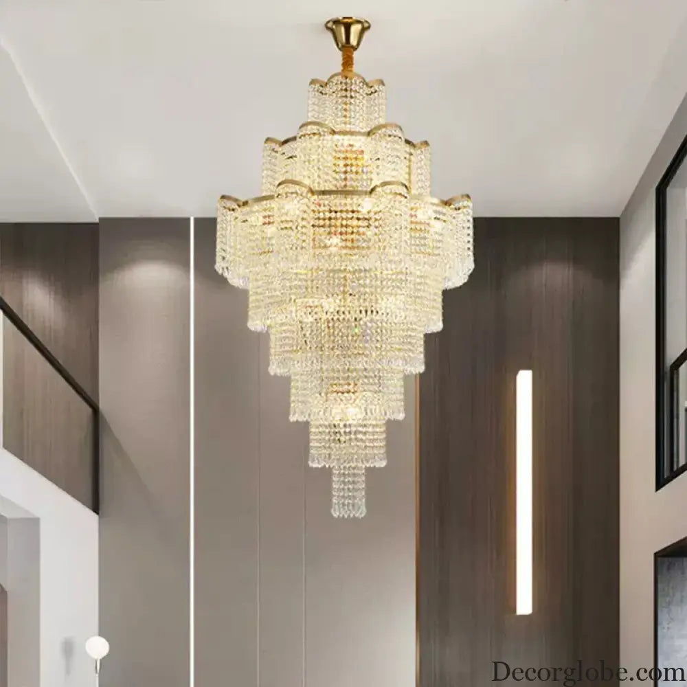 Modern Luxury Long Chandelier - Opulent Illumination for Staircases, Villa Lobbies, High Ceilings, and Grand Spaces - DecorGlobe