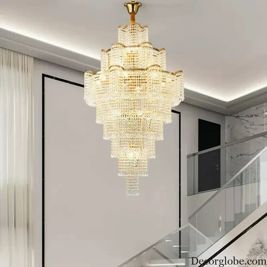 Modern Luxury Long Chandelier - Opulent Illumination for Staircases, Villa Lobbies, High Ceilings, and Grand Spaces - DecorGlobe