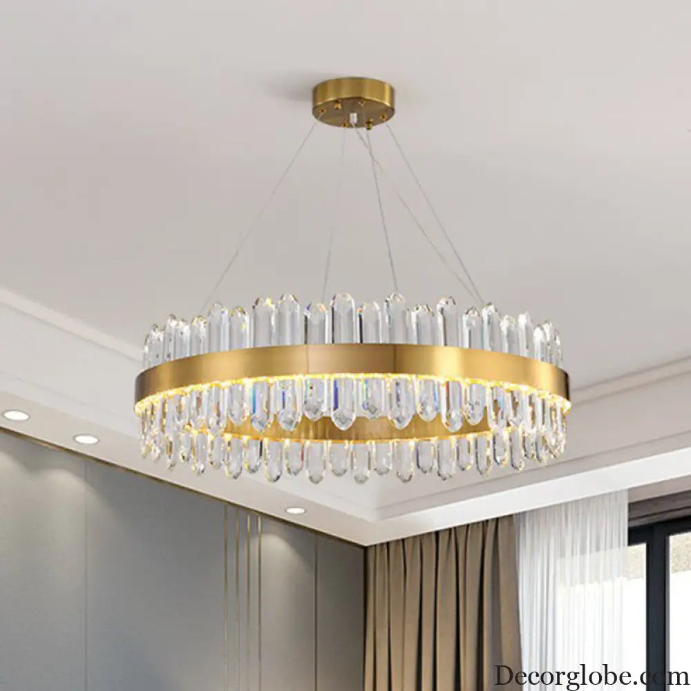 Modern Luxury Meets Light: Gold Halo Pendant Chandelier - DecorGlobe