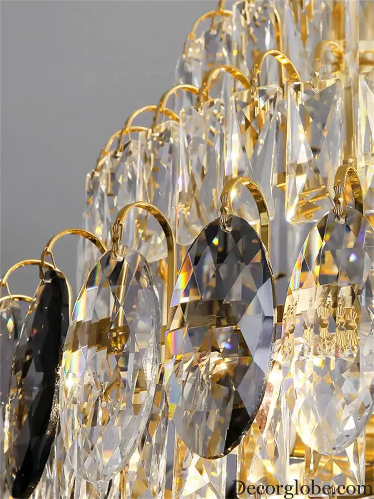 Modern Luxury Staircase Chandelier - Golden Elegance with Crystal Accents for Duplex Buildings, High Ceilings, and Decorative Lighting - DecorGlobe