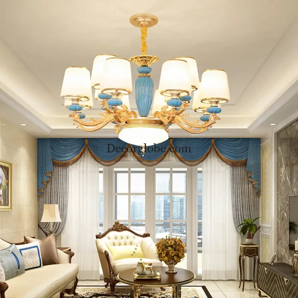 Modern Nordic Ceramic Crystal Chandelier - A Minimalist Lighting Fixture for Living Rooms, Dining Areas, Bedrooms, and Homes - DecorGlobe