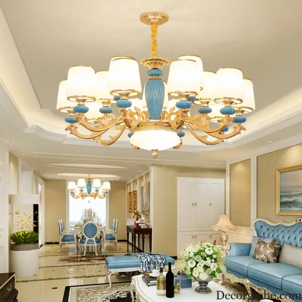 Modern Nordic Ceramic Crystal Chandelier - A Minimalist Lighting Fixture for Living Rooms, Dining Areas, Bedrooms, and Homes - DecorGlobe