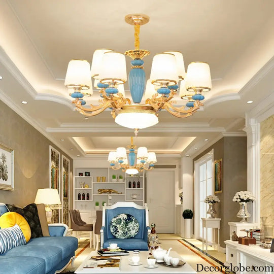 Modern Nordic Ceramic Crystal Chandelier - A Minimalist Lighting Fixture for Living Rooms, Dining Areas, Bedrooms, and Homes - DecorGlobe