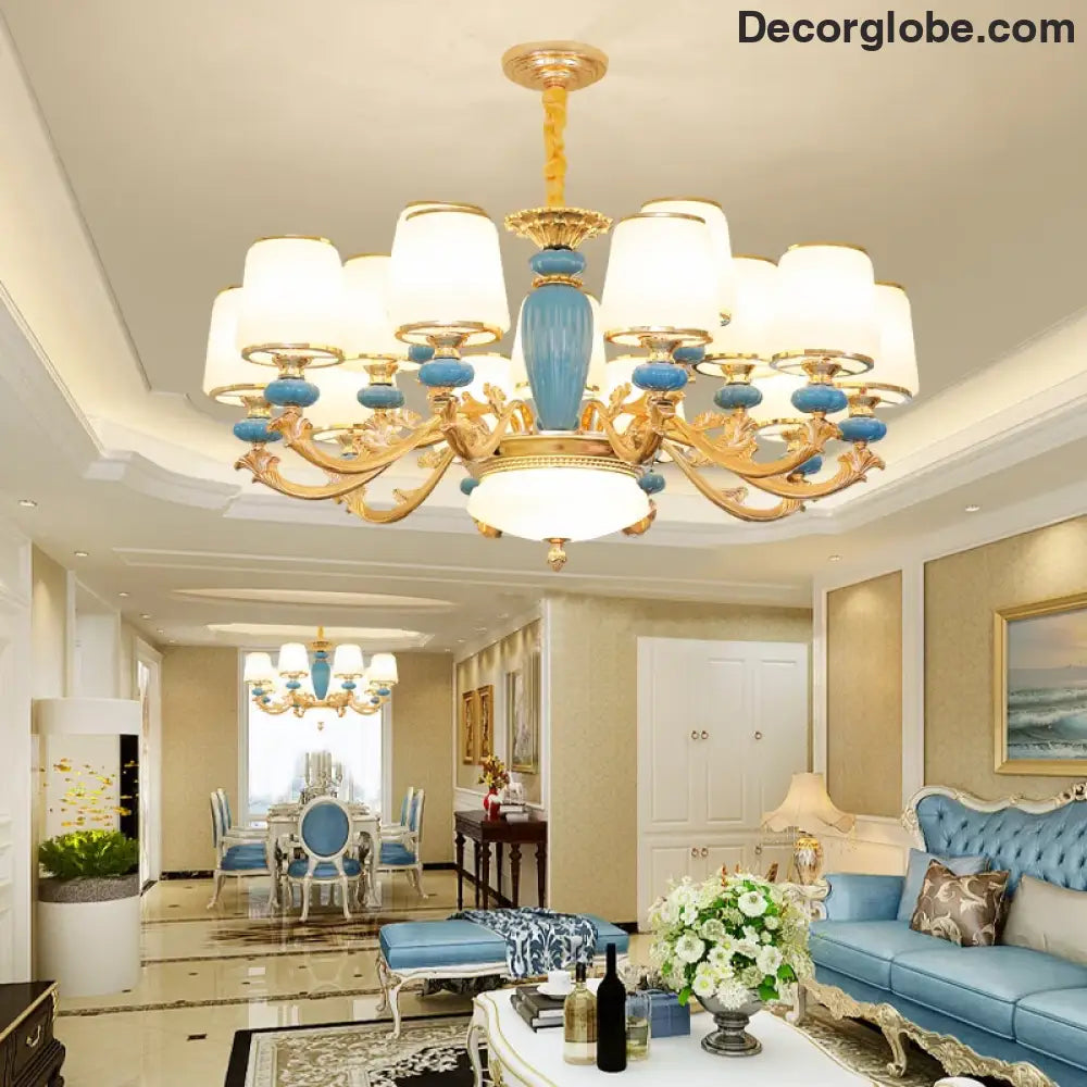 Modern Nordic Ceramic Crystal Chandelier - A Minimalist Lighting Fixture for Living Rooms, Dining Areas, Bedrooms, and Homes - DecorGlobe