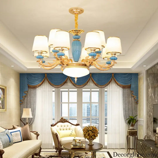 Modern Nordic Ceramic Crystal Chandelier - A Minimalist Lighting Fixture for Living Rooms, Dining Areas, Bedrooms, and Homes - DecorGlobe