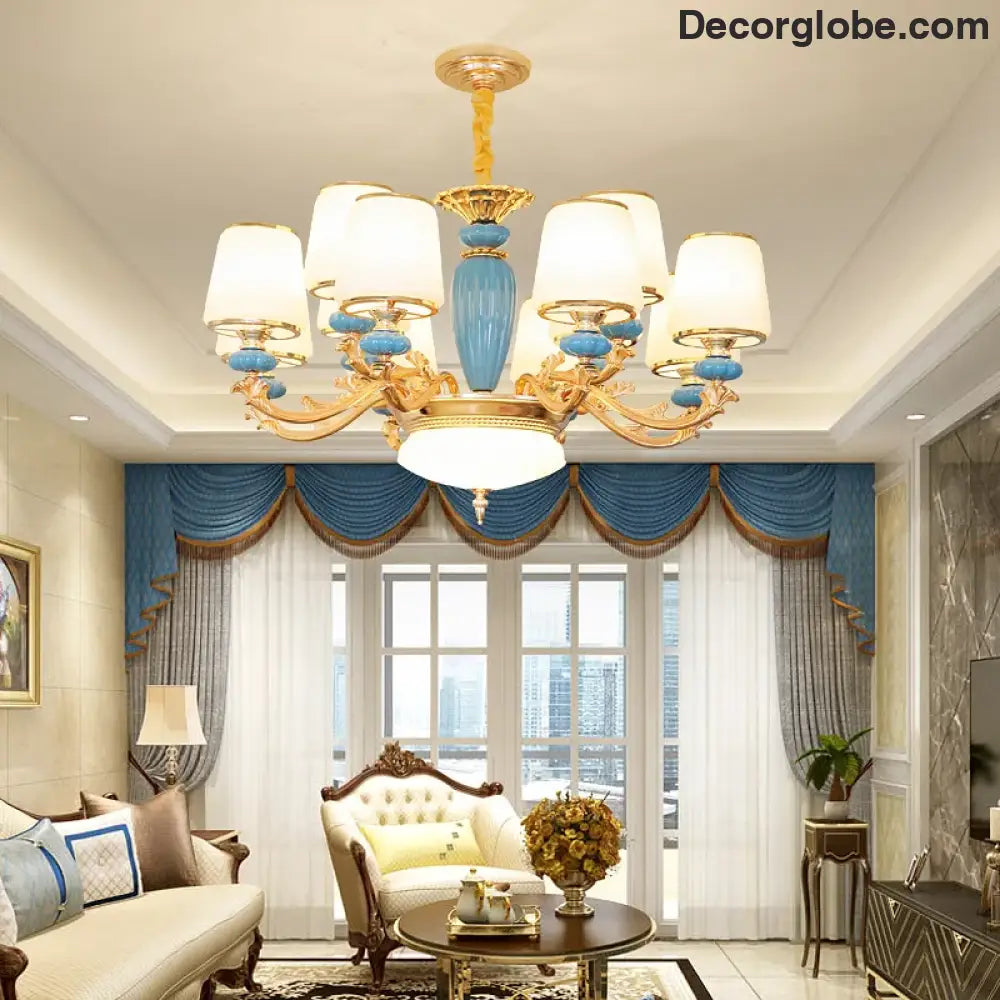 Modern Nordic Ceramic Crystal Chandelier - A Minimalist Lighting Fixture for Living Rooms, Dining Areas, Bedrooms, and Homes - DecorGlobe