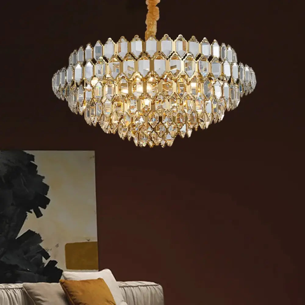 Modern Style Golden Luster Suspended Crystal Chandelier - Elegance for Living Rooms, Bedrooms, and Dining Spaces - DecorGlobe