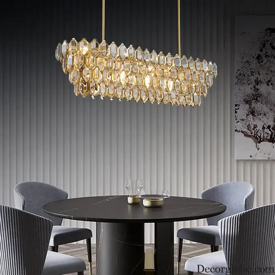 Modern Style Golden Luster Suspended Crystal Chandelier - Elegance for Living Rooms, Bedrooms, and Dining Spaces - DecorGlobe