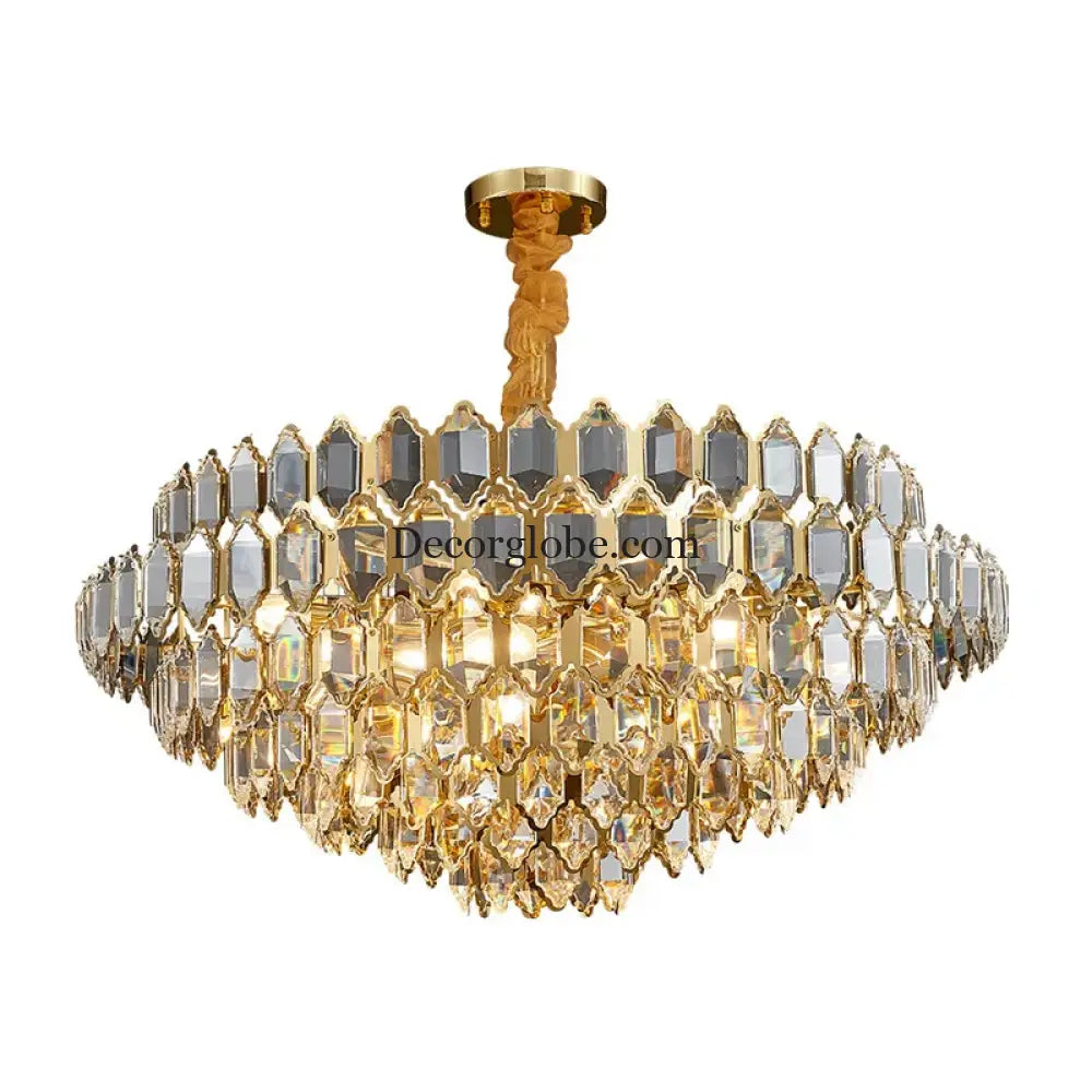 Modern Style Golden Luster Suspended Crystal Chandelier - Elegance for Living Rooms, Bedrooms, and Dining Spaces - DecorGlobe