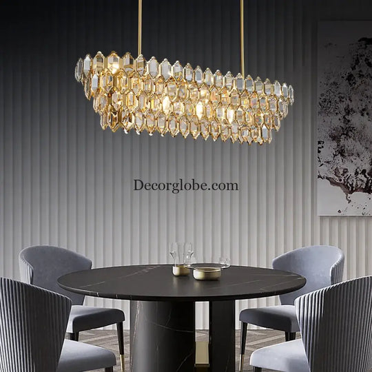 Modern Style Golden Luster Suspended Crystal Chandelier - Elegance for Living Rooms, Bedrooms, and Dining Spaces - DecorGlobe