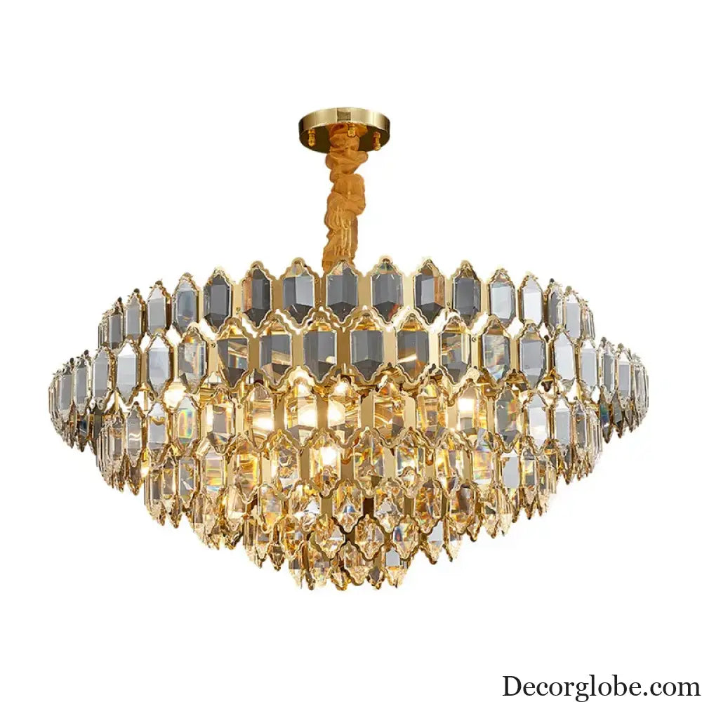 Modern Style Golden Luster Suspended Crystal Chandelier - Elegance for Living Rooms, Bedrooms, and Dining Spaces - DecorGlobe