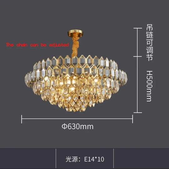 Modern Style Golden Luster Suspended Crystal Chandelier - Elegance for Living Rooms, Bedrooms, and Dining Spaces - DecorGlobe