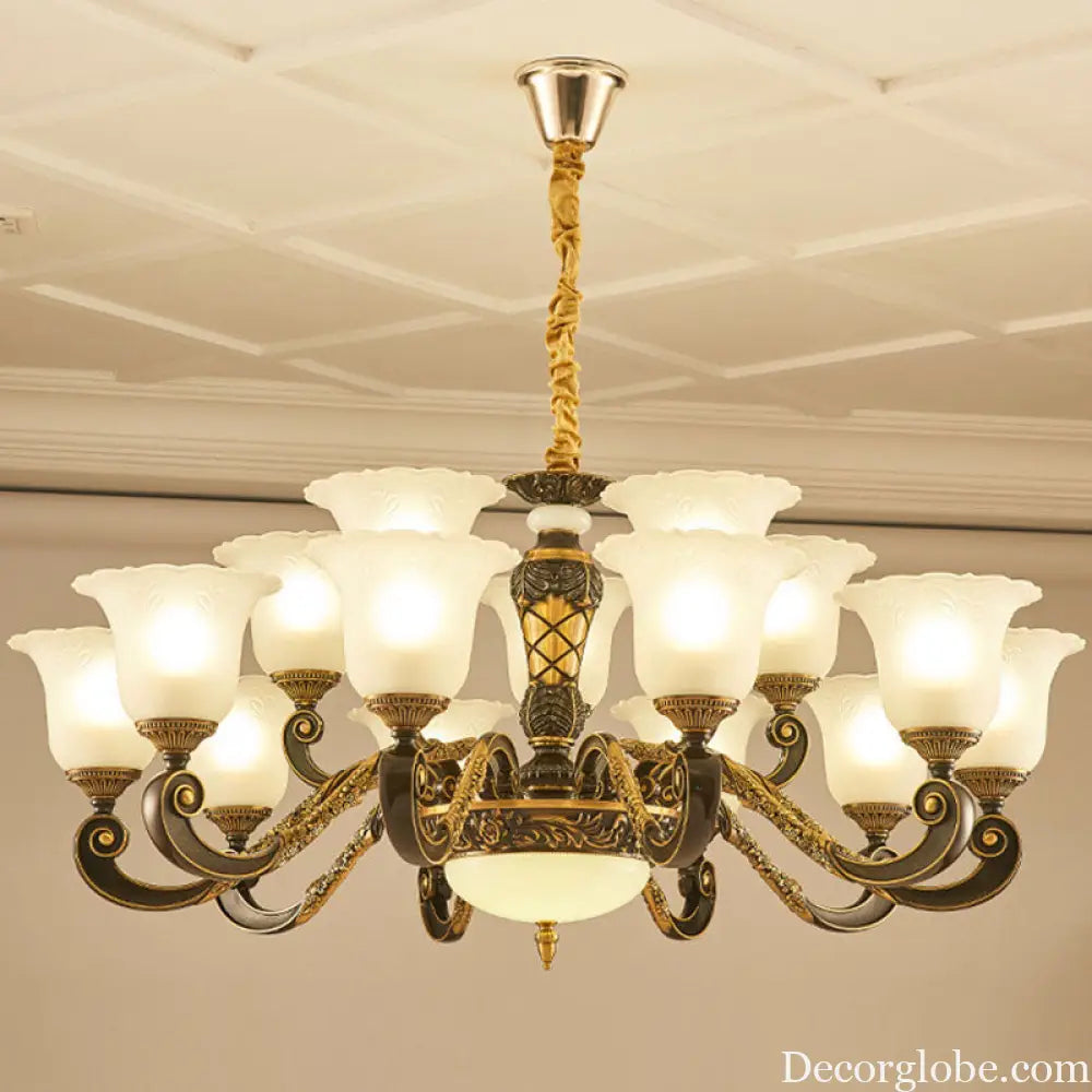 Simplicity Frosted Ribbed Glass Bell Chandelier Pendant Light