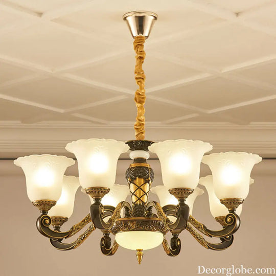 Simplicity Frosted Ribbed Glass Bell Chandelier Pendant Light