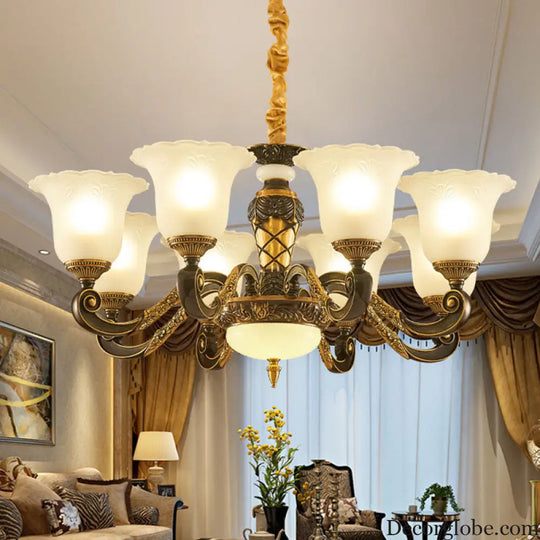 Simplicity Frosted Ribbed Glass Bell Chandelier Pendant Light